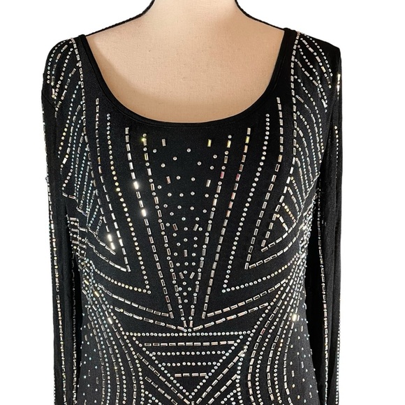 Giffniseti Long sleeve midi black with rhinestone size XL - Picture 2 of 7